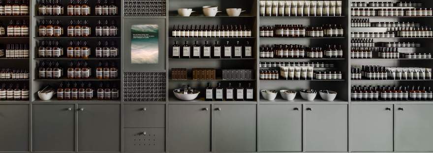 Aesop's organized and beautiful product display